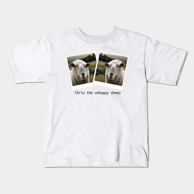 Chris The Unhappy Sheep Kids T-Shirt by Loganferret